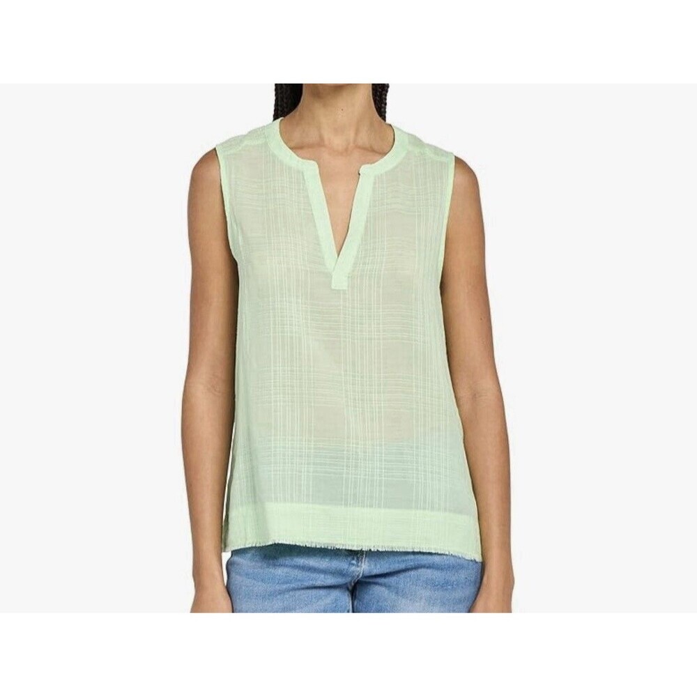Carve Designs Organic Cotton V-neck Tank Top Shirt Frayed‎ Hem Green Size XS